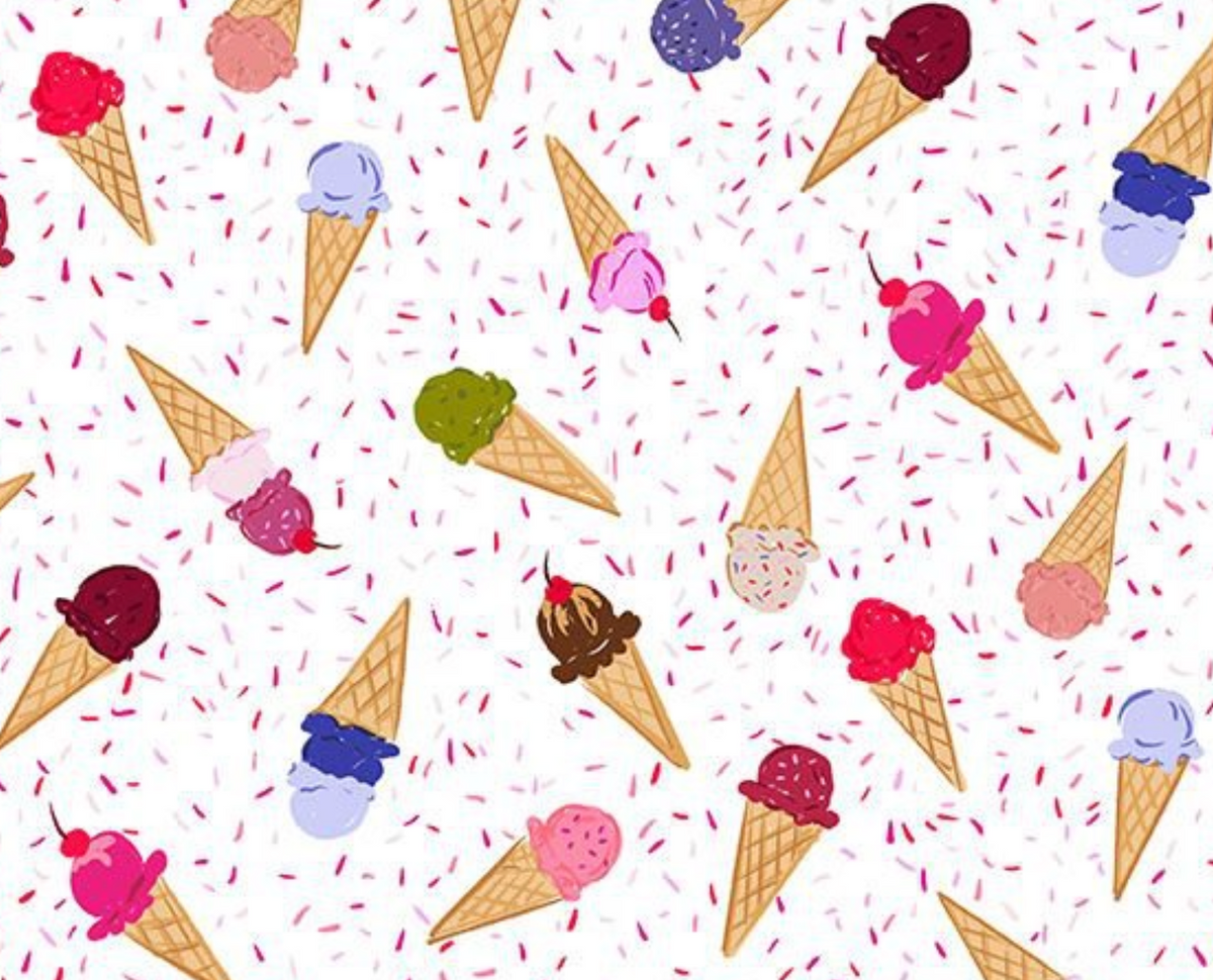 Summer Sparklers STELLA-DCWR3888 WHITE Ice Cream Cones Dear Stella Half Yard