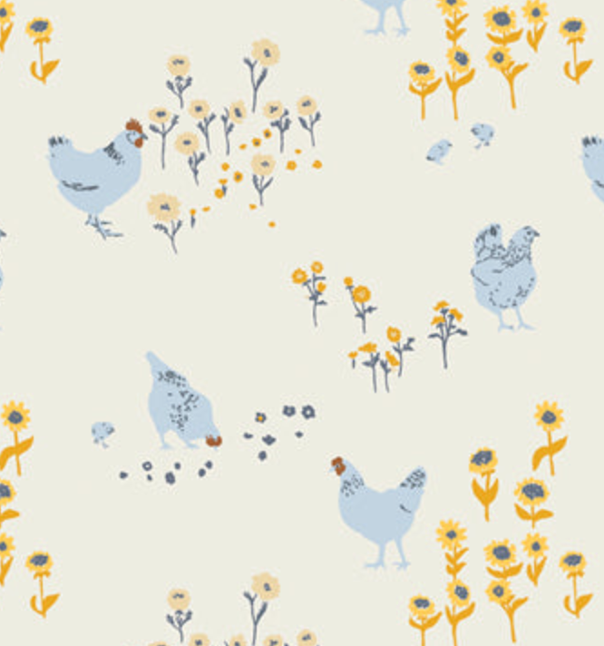 Hens and Chicks Flannel F33406A Potager Art Gallery Half Yard