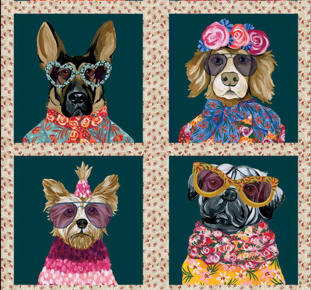 Top Dogs PANELYA-CD4178 MULTI 24" Fashionista Dogs Panel Yvette St. Amant Timeless Treasures