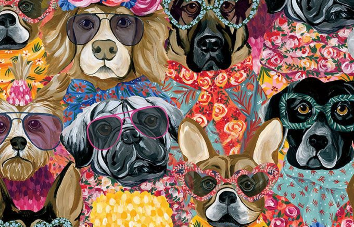 Top Dogs YVETTE-CD4179 MULTI Packed Fashionista Dogs Yvette St. Amant Timeless Treasures Half Yard