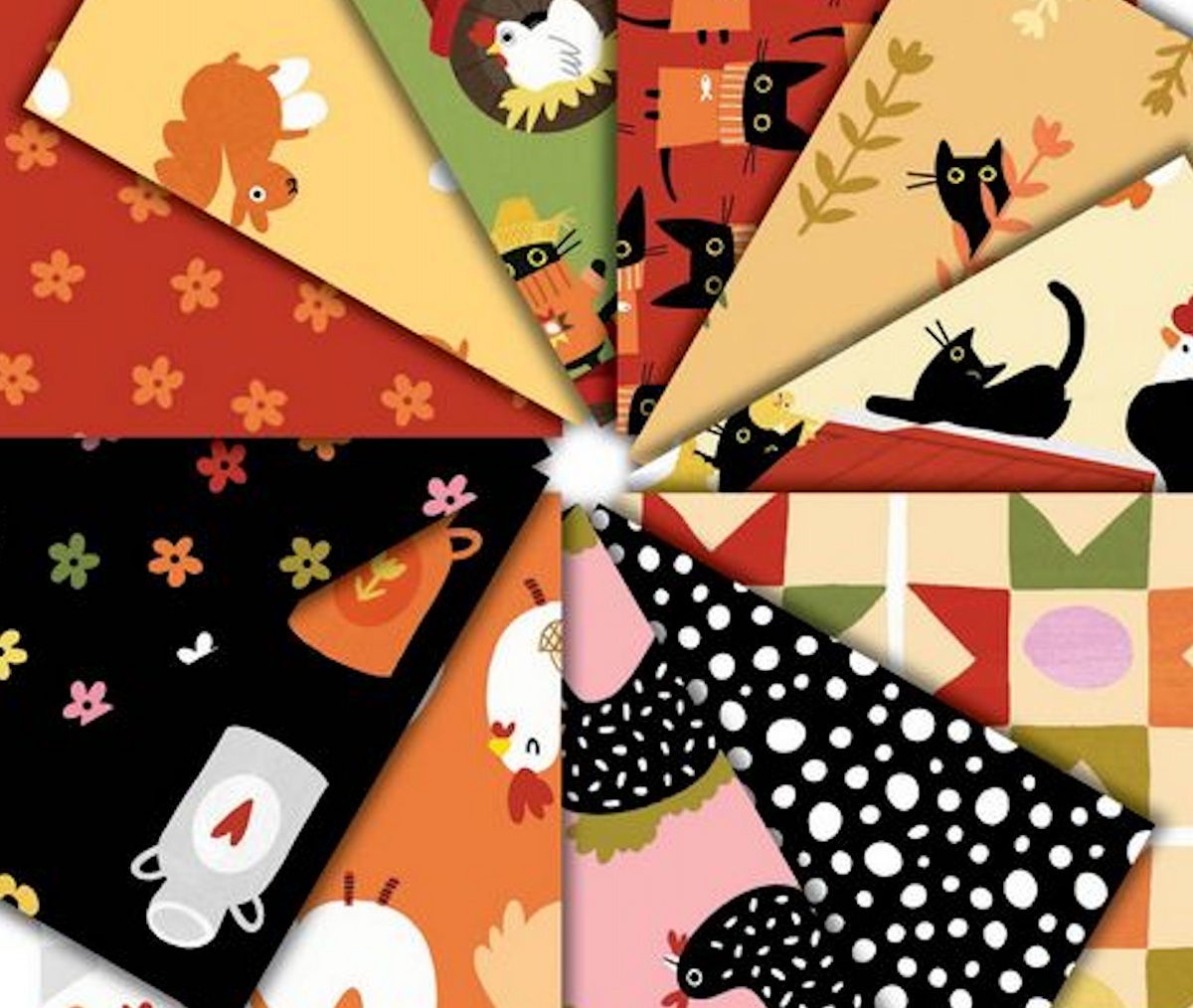 Bok Bok Meow CPSTELLA-FQ BOK BOK MEOW Fat Quarter Leezaworks Dear Stella