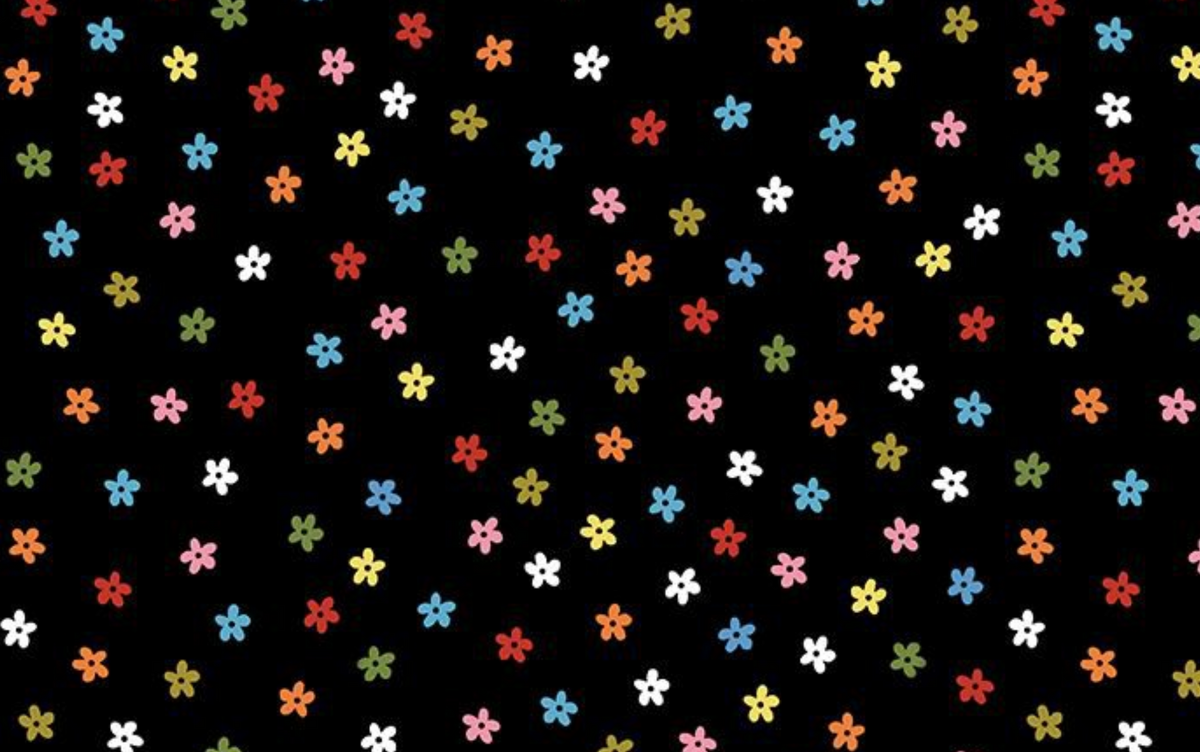 Bok Bok Meow STELLA-DLW3704 JET Petal Pawty Leezaworks Dear Stella Half Yard