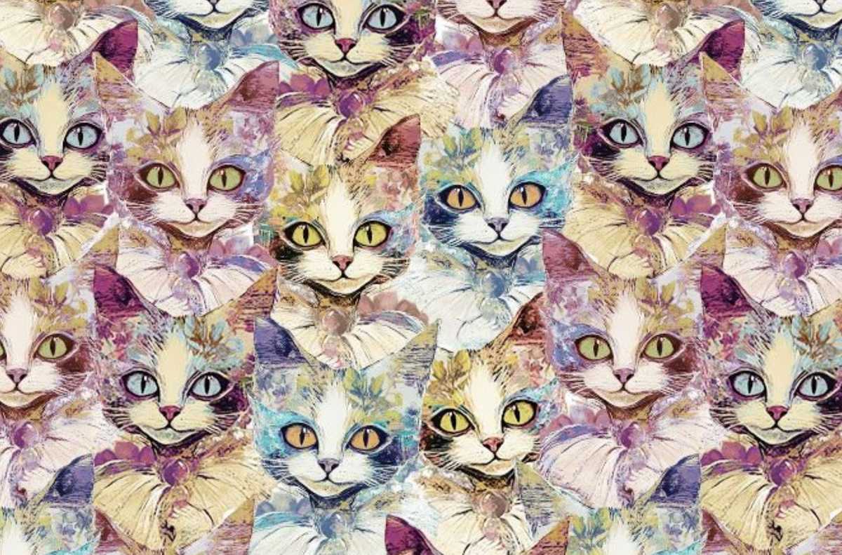 Looking Glass CAT-CD4502 MULTI Packed Cats Timeless Treasures Half Yard