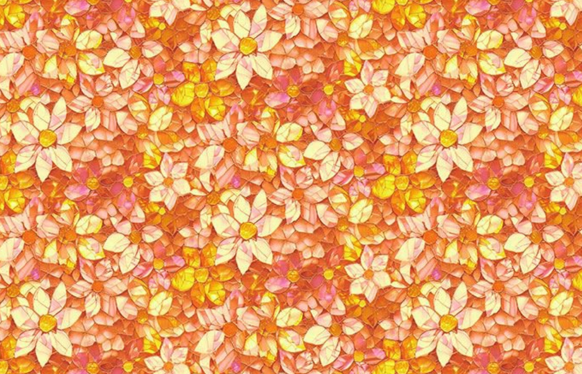 Fantasia FLEUR-CD4566 ORANGE Packed Bright Floral Timeless Treasures Half Yard