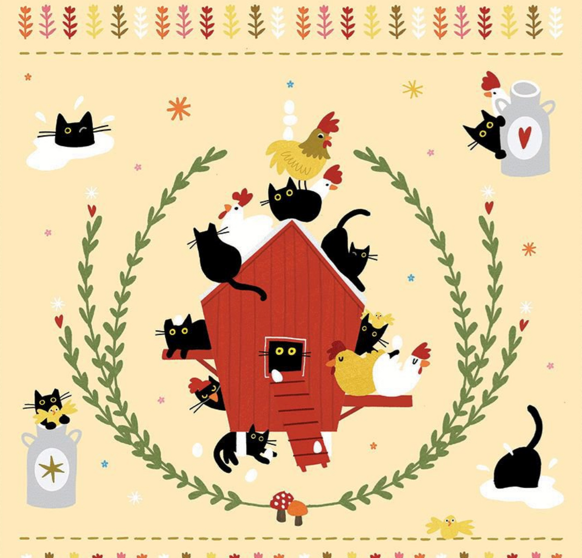 Leezaworks Bok Bok Meow 24" Panel PSTELLA-DLW3697 Lemon Dear Stella