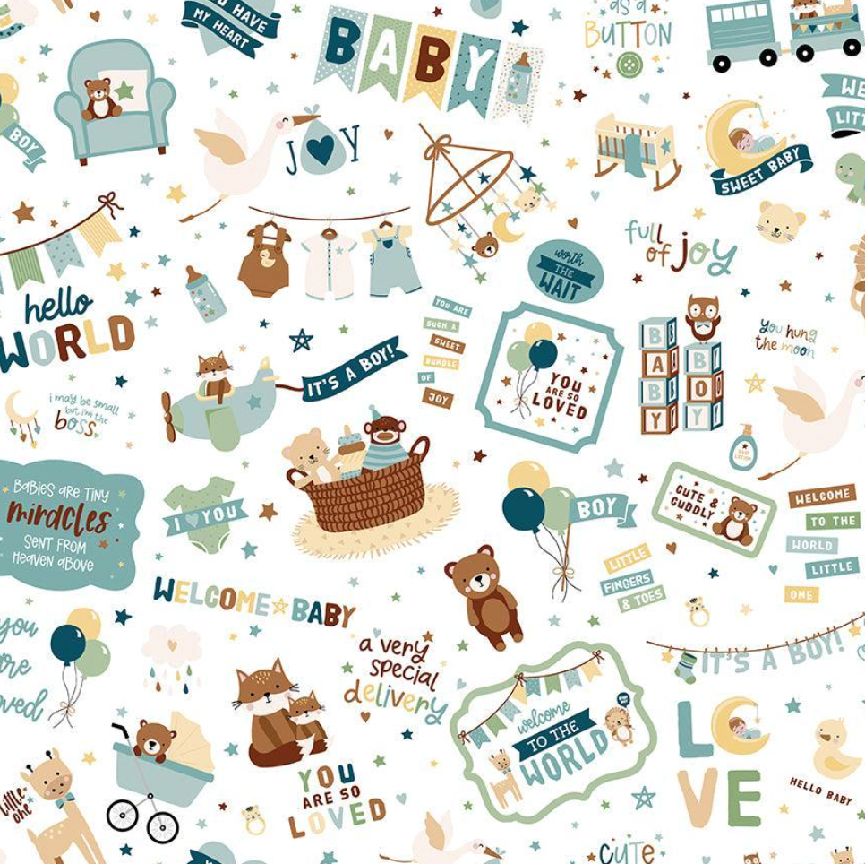 7 Fat Quarter Bundle Baby Boy Riley Blake 63M