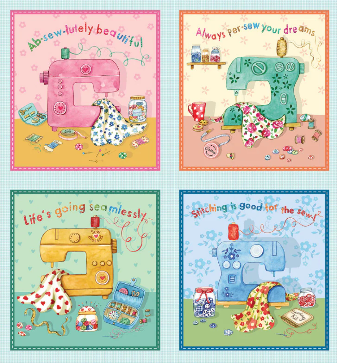 Sew Pretty DDC12158-MULT 24" Absewlutely Beautiful Panel Louise Nisbet Michael Miller 40M
