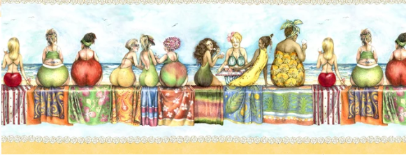 Fruit Ladies 1yd Panel Elizabeth Studio 139P
