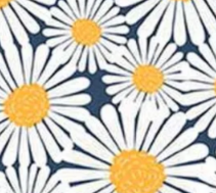 Sunshine & Dandelions C17923­-NAVY Daisies Blue Traci Reed Riley Blake Half Yard