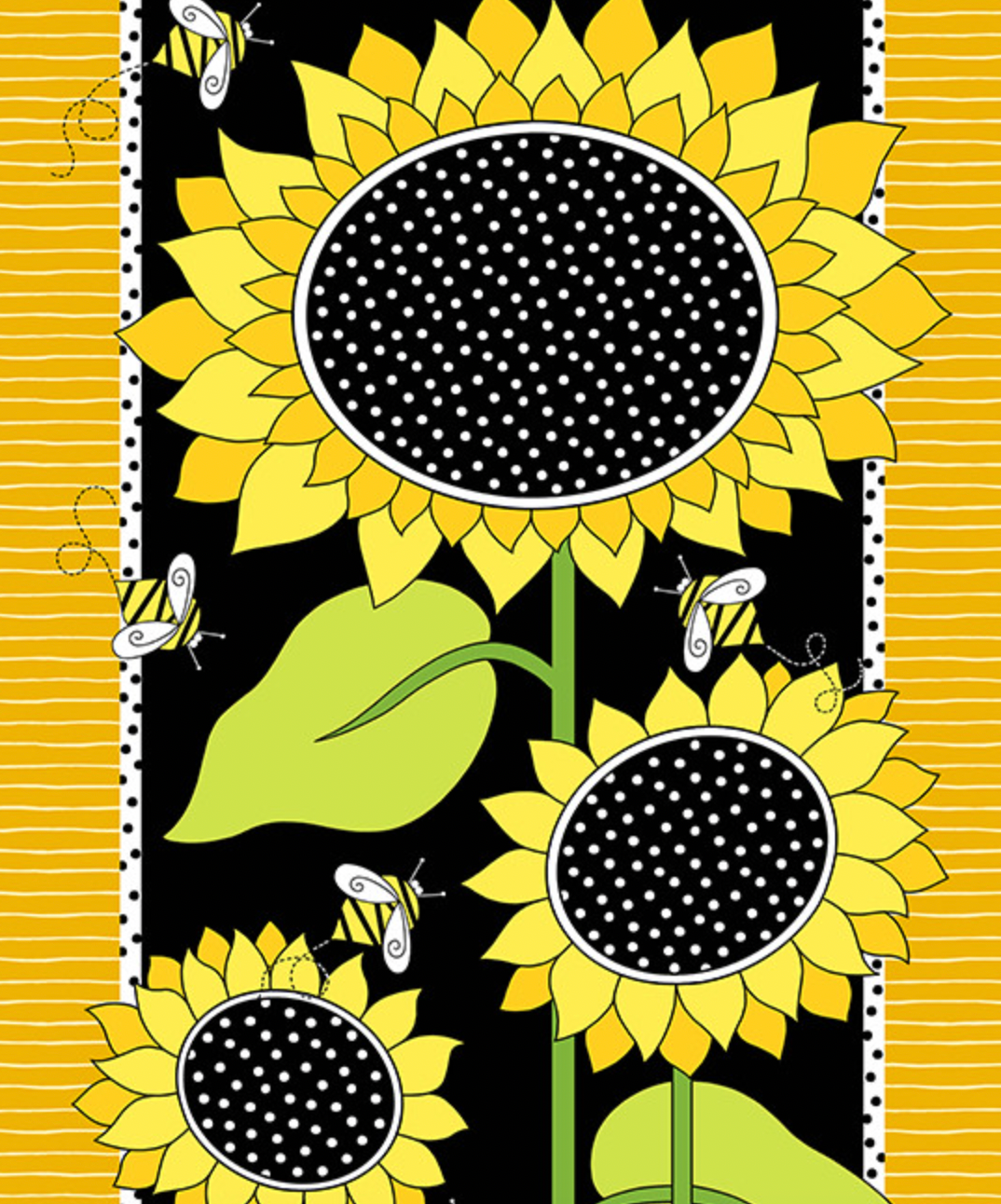 Sunflowers and Honey A-9985-YK Pollinator 2/3 Yard Panel Andover 128P