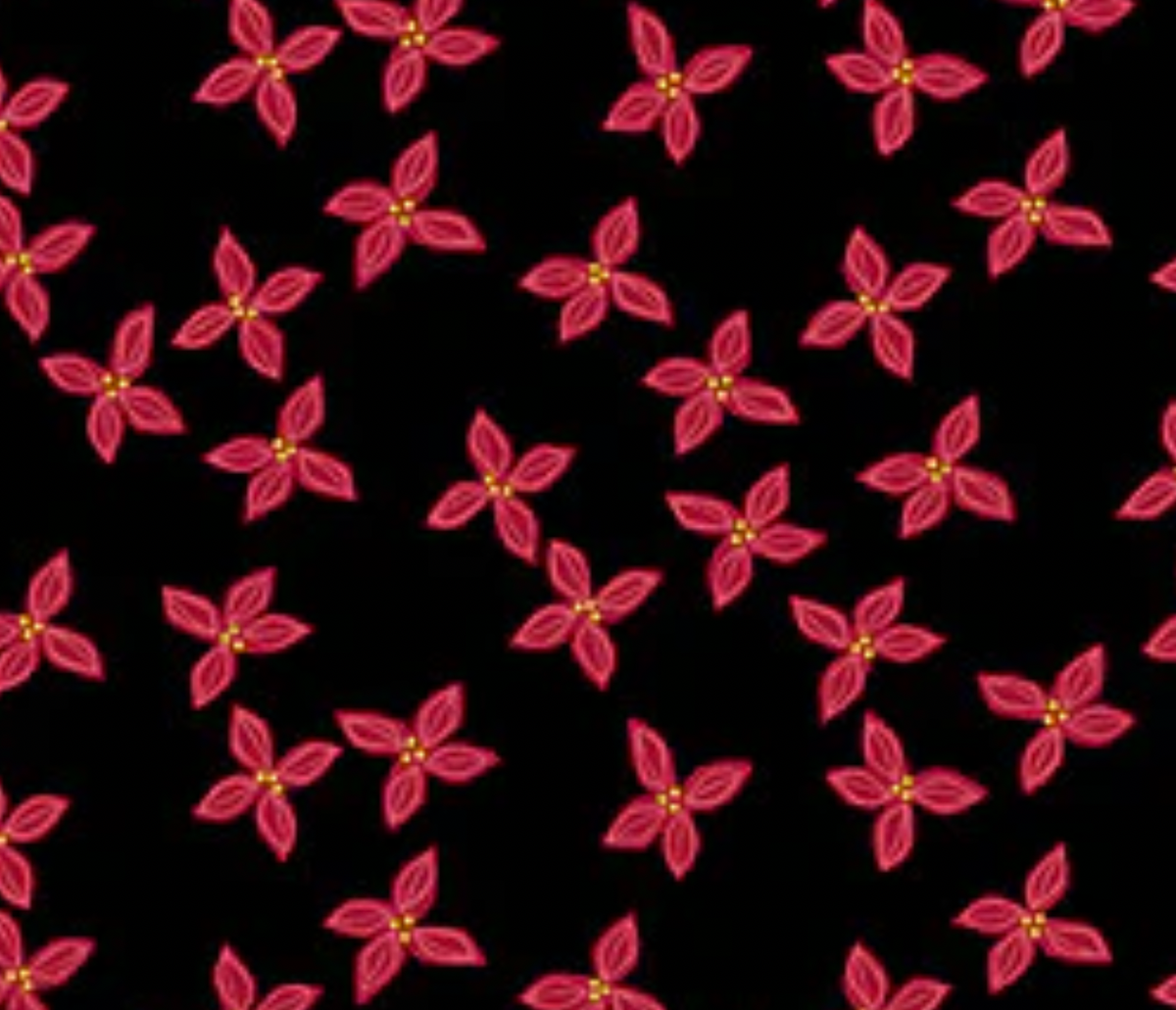 Bird Humbug A-176-MKR Poinsettia Night Bloom Andover 15 Yard Bolt
