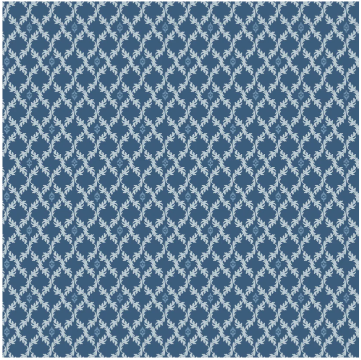 Leafy Diamond Dark LB25808 Lakeland Blues Samantha Walker Poppie Cotton Half Yard