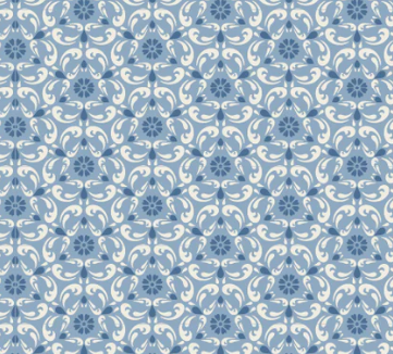 Tri-Damask Medium LB25812 Lakeland Blues Samantha Walker Poppie Cotton Half Yard
