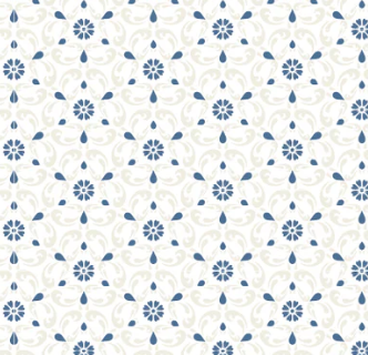Tri-Damask Light LB25810 Lakeland Blues Samantha Walker Poppie Cotton Half Yard