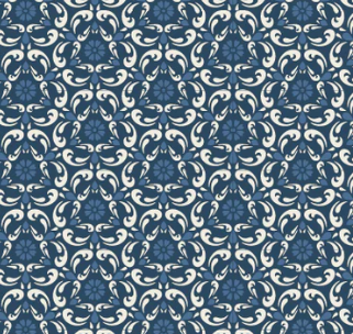 Tri-Damask Dark LB25811 Lakeland Blues Samantha Walker Poppie Cotton Half Yard