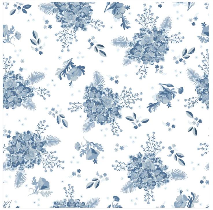 Hydrangeas Light LB25814 Lakeland Blues Samantha Walker Poppie Cotton Half Yard