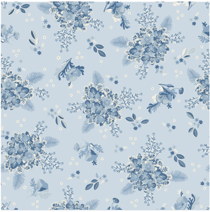 Hydrangeas Medium LB25815 Lakeland Blues Samantha Walker Poppie Cotton Half Yard