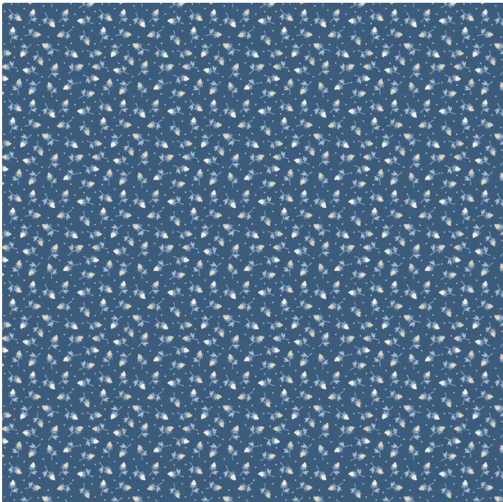 Rosebud Toss Dark LB25817 Lakeland Blues Samantha Walker Poppie Cotton Half Yard