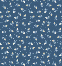 Rosebud Toss Dark LB25817 Lakeland Blues Samantha Walker Poppie Cotton Half Yard
