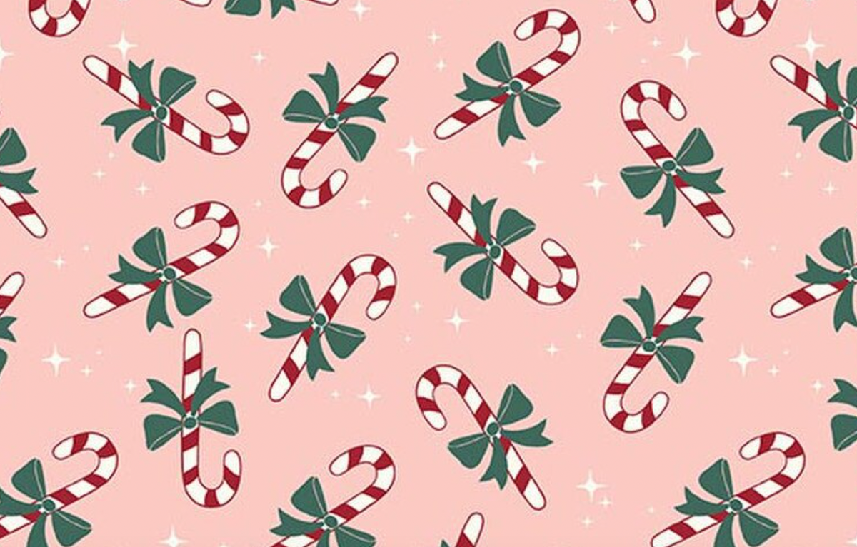 The North Pole F17754-BLUSH Flannel Candy Cane Blush My Mind's Eye Riley Blake Half Yard