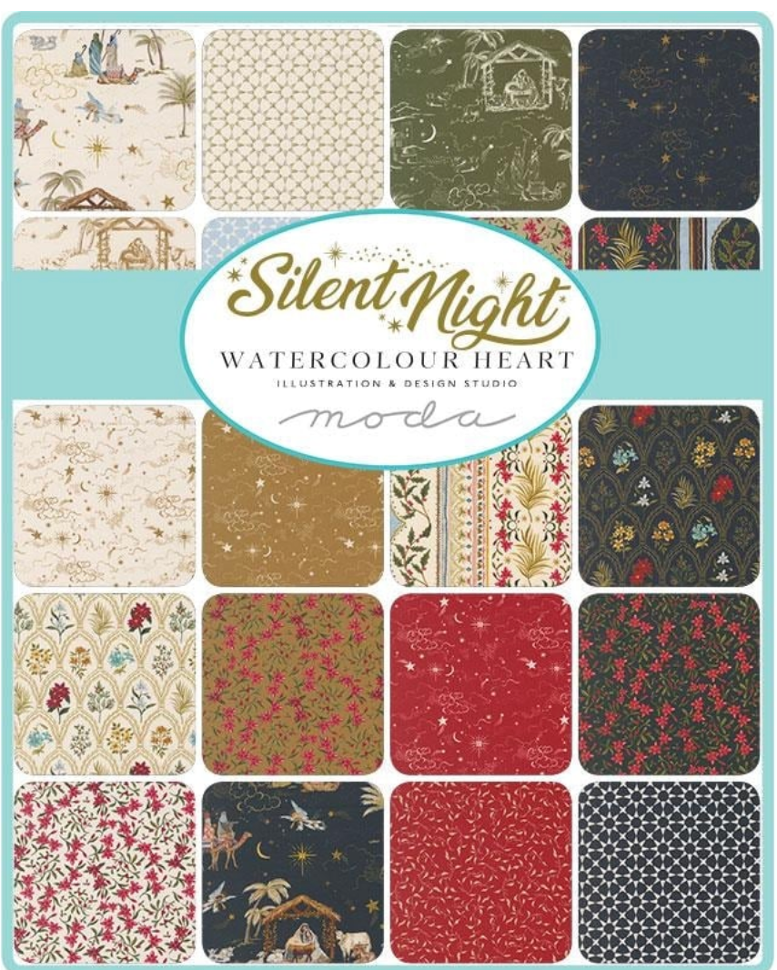 Silent Night 2.5" Mini Charm 40050MC Watercolour Heart Moda