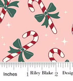 The North Pole F17754-BLUSH Flannel Candy Cane Blush My Mind's Eye Riley Blake Half Yard