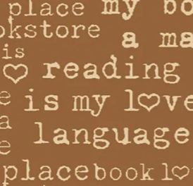 Novella Book Lover Text Print Brown NOVE6399 Z Sally Barlow P&B Textiles  Half Yard