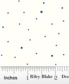 Dapple Dot Denim C645-DENIM on Off White Riley Blake Half Yard