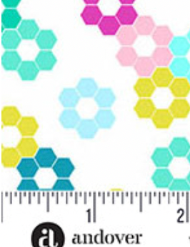 Color Pop Playground A-1692-L Hexie Garden White KP Creates Andover Half Yard