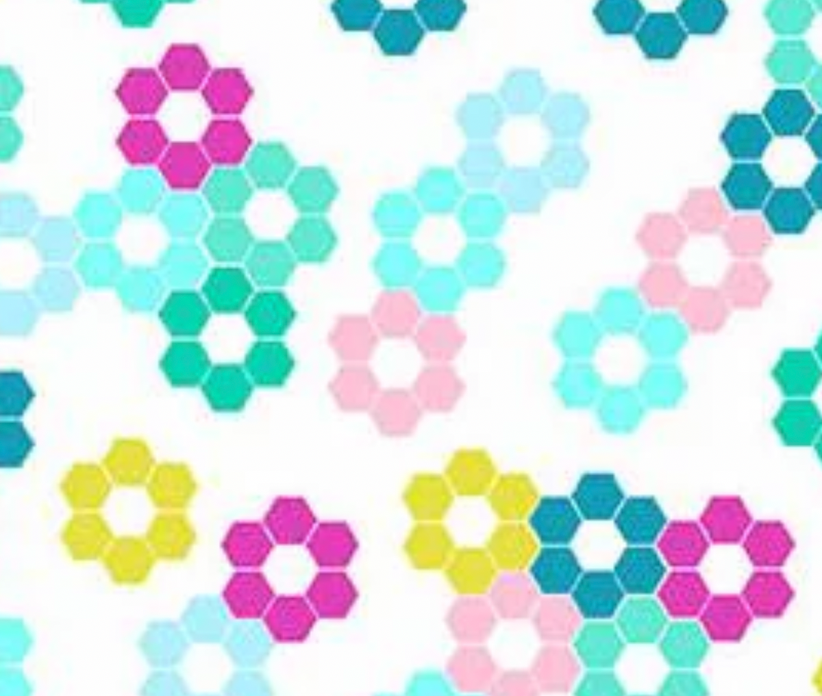 Color Pop Playground A-1692-L Hexie Garden White KP Creates Andover Half Yard