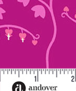 Heart Nouveau A-1312-P Bleeding Heart Grape Eye Candy Andover Half Yard 7 Yard Bolt