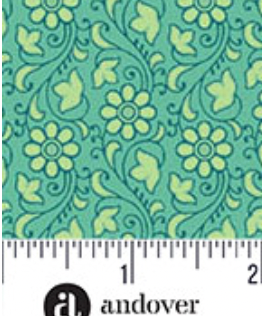 Mollys Magic A-1501-G Posies Fern Sarah Maxwell Andover 15 Yard Bolt