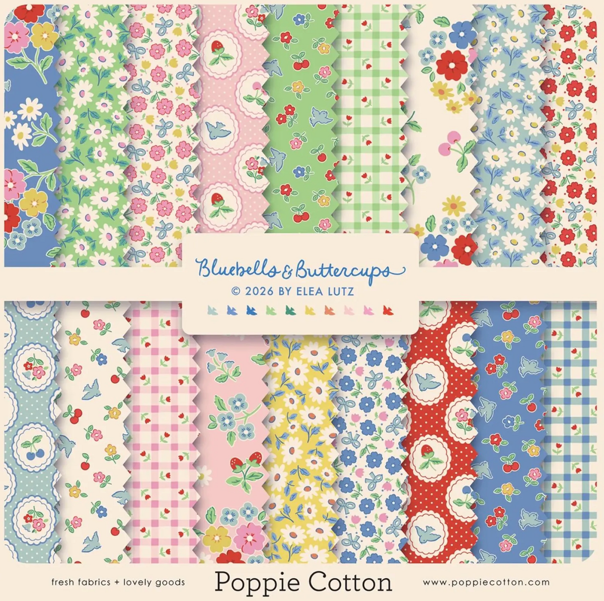 Bluebells & Buttercups 10" Poppie Cotton
