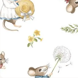 Country Mouse DP29007­-10 Toss Mice White Northcott Half Yard