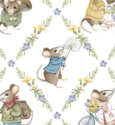 Country Mouse DP29008­-10 Diamond Grid White Northcott Half Yard