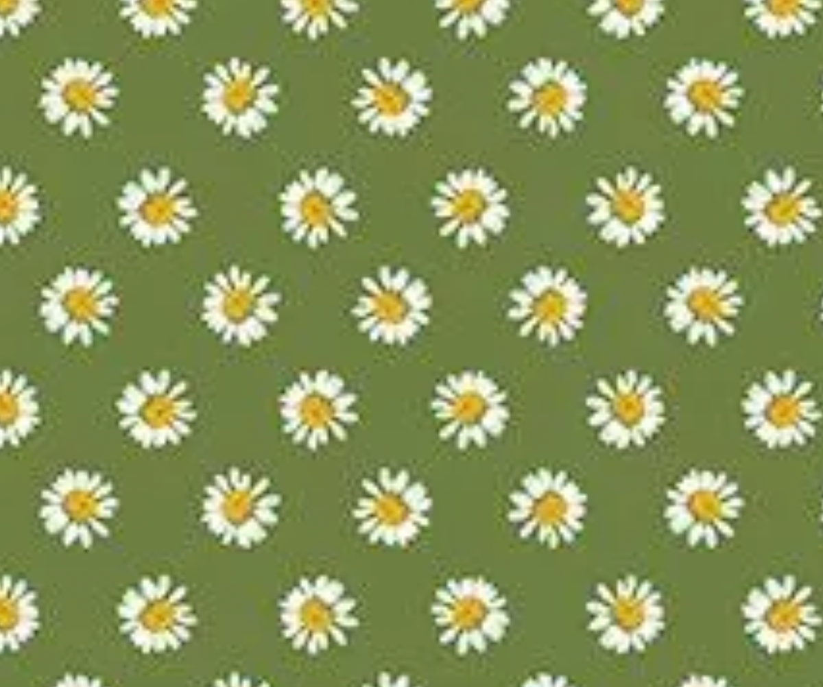 A Prairie Heart 1663545B Dainty Daisy Dark Fern Benartex Half Yard