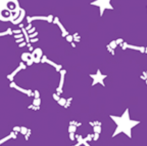 Glow-O-Ween 12963G66B Glowing Skeletons Purple Benartex Half Yard