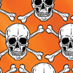 Halloween Spirit 12546G38B Glowing Skulls Orange Benartex Half Yard