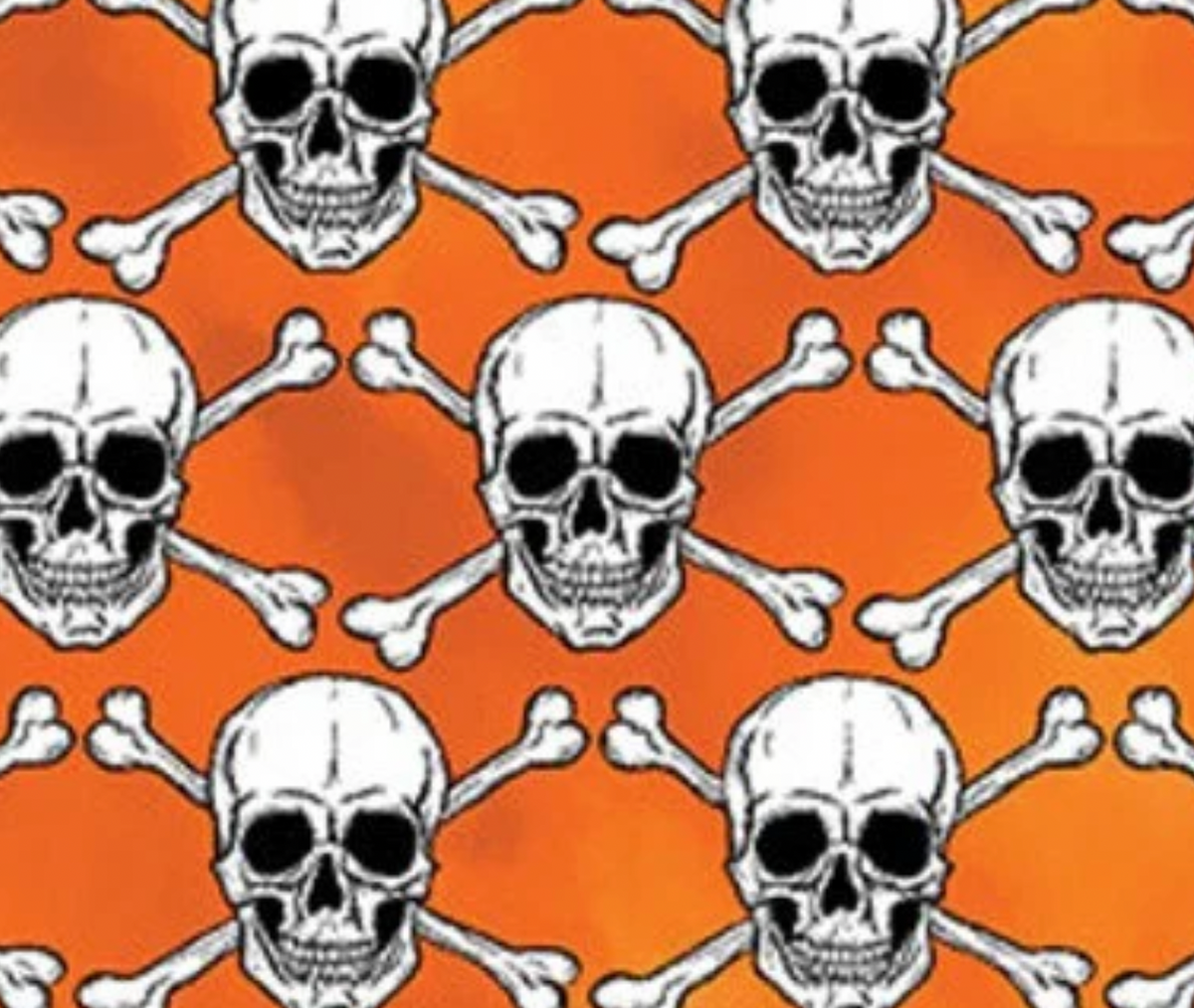 Halloween Spirit 12546G38B Glowing Skulls Orange Benartex Half Yard