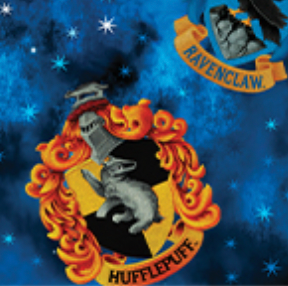 Harry Potter 1522355B House Crests Blue Benartex Half Yard