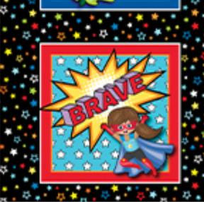 My Hero 1428312B Boxes Black 2/3-Yard Quilt Panel Benartex