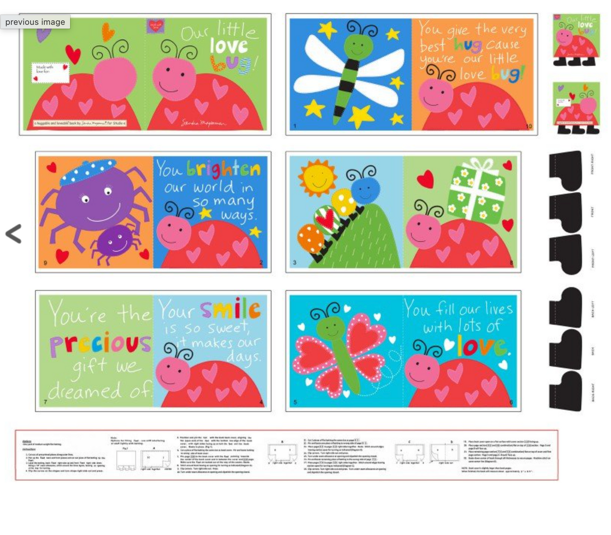 Our Little Love Bug Book Panel 3372P Soft Book Panel StuidioE  1yd panel