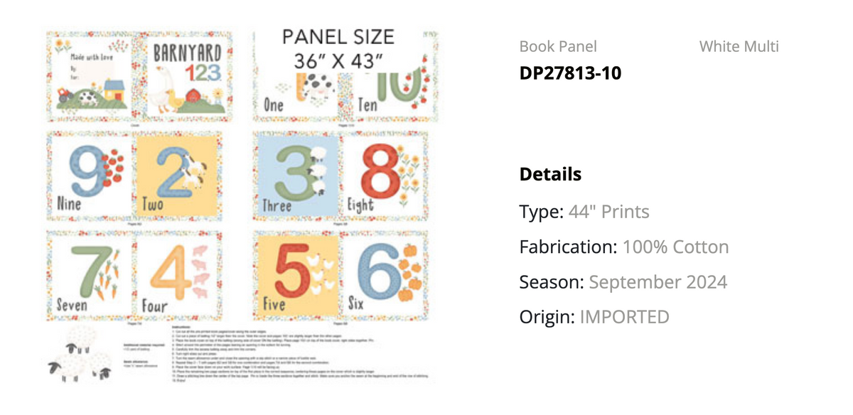 Quack Quack Moo 35" Soft Book Panel DP27813 147P