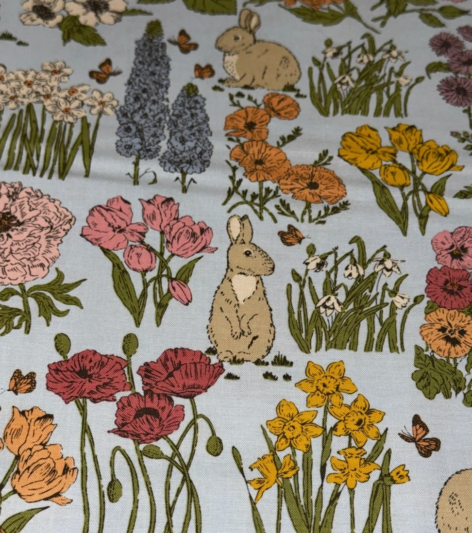 My Secret Garden Bunnies 20982 20 Sky Moda Half Yard