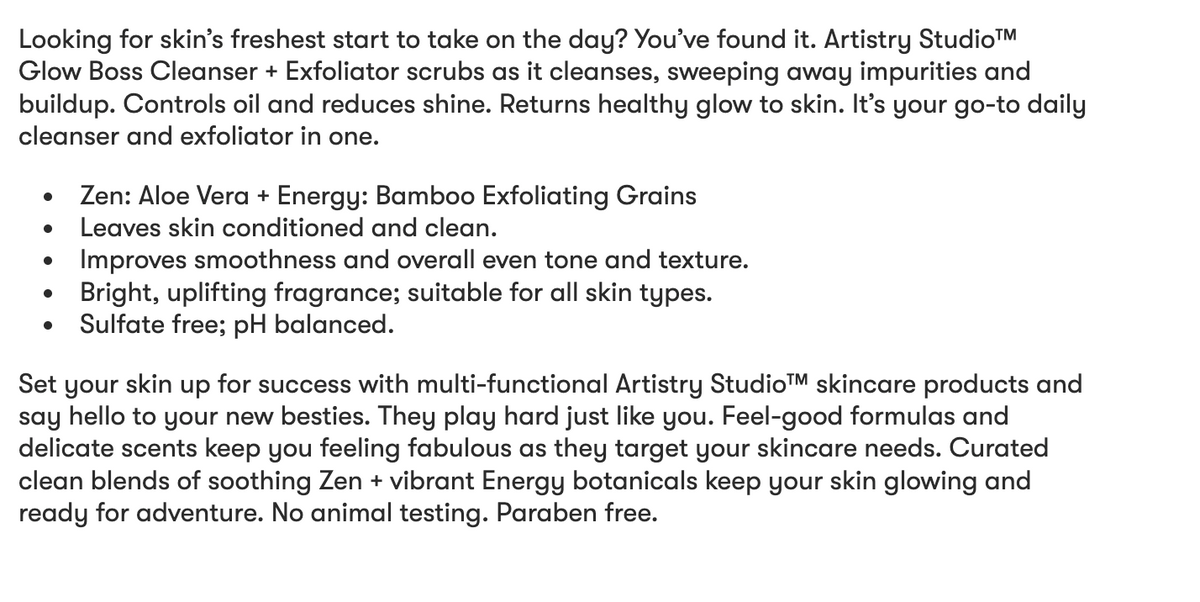 Artistry Studio™ Glow Boss Cleanser + Exfoliator Foil Samples - 4 packs