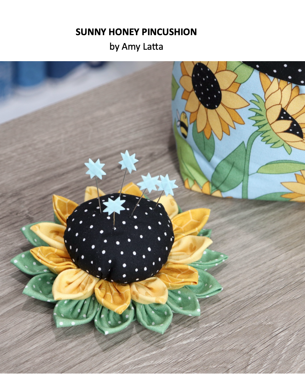 Amy Latta Sunny Honey Pincushion Bundle - Pattern & Fabric