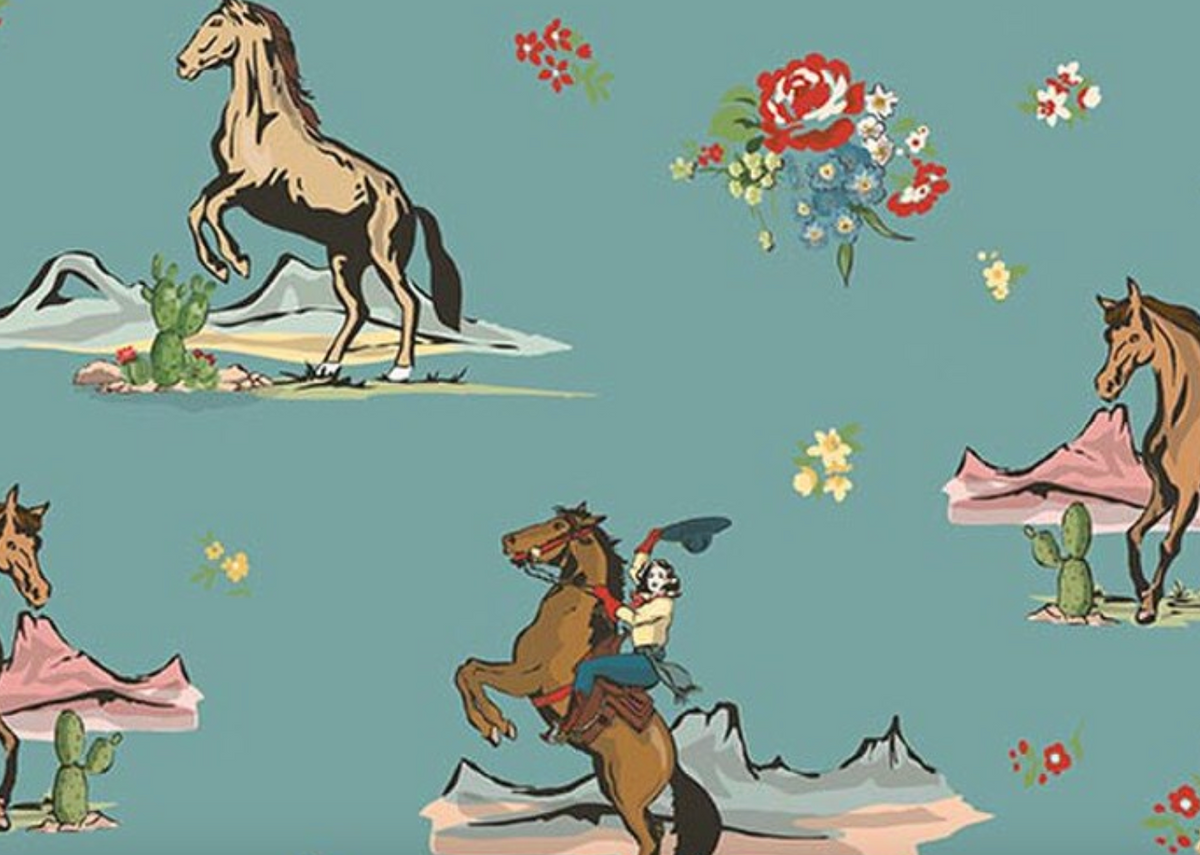 Cowgirl Main C17480-BLUE Blue Echo Park Paper Co Riley Blake Half Yard