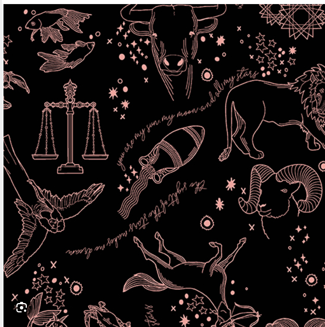 Astrologika Infinite Heavens Black/Rose Eye Candy Quilts Andover A-375-K By the Half Yard