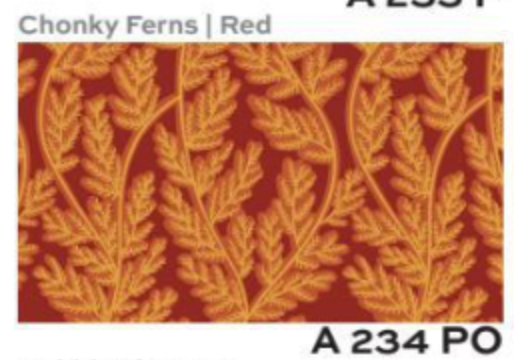 Oracle CHONKY FERNS - RED Fringes Border Black/White  A-234-PO