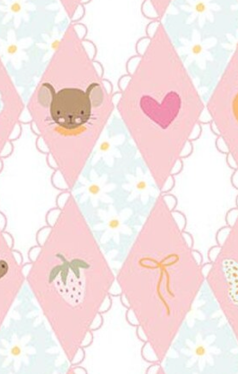 Little Posies C18321-PINK Diamonds Pink Riley Blake Half Yard